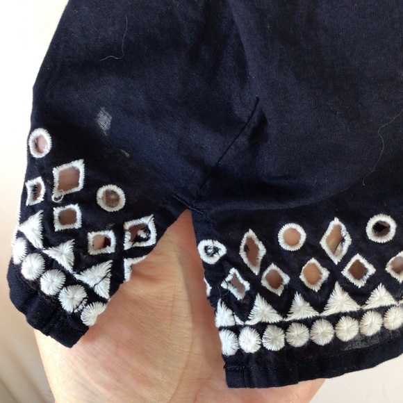 Talbot's women's top navy size Large p embroidered casual mature boho hippie - Picture 6 of 12